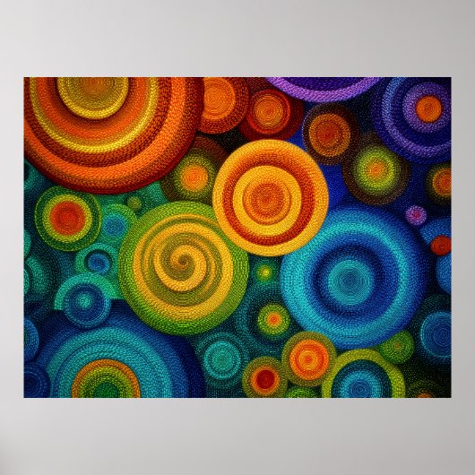 Abstrakte konzentrische Kreise in lebendigem Multi Poster (Vorne)