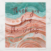 Abstrakte Koralle und Aquamarin Weinetikett (Einzelnes Label)