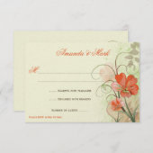 Abstrakte Korallen Limone Blume Wirbel Antwortkart Einladung (Vorne/Hinten)