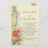 Abstrakte Korallen Limone Blume Wirbel Hochzeit Ei Einladung (Vorne/Hinten)