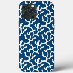 Abstrakte Korallenwiederholmuster in Blau und Weiß Case-Mate iPhone Hülle
