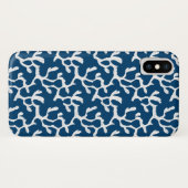 Abstrakte Korallenwiederholmuster in Blau und Weiß Case-Mate iPhone Hülle (Rückseite (Horizontal))