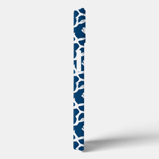 Abstrakte Korallenwiederholmuster in Blau und Weiß Case-Mate iPhone Hülle (Rückseite / Rechts)