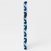 Abstrakte Korallenwiederholmuster in Blau und Weiß iPhone Hülle (Rechte Seite)