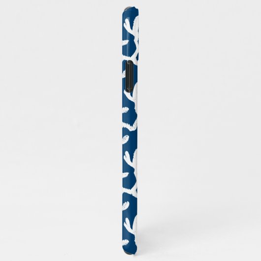 Abstrakte Korallenwiederholmuster in Blau und Weiß iPhone Hülle (Rechte Seite)