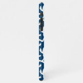 Abstrakte Korallenwiederholmuster in Blau und Weiß iPhone Hülle (Linke Seite)