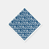 Abstrakte Korallenwiederholmuster in Blau und Weiß Serviette (Ecke)