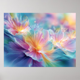 Abstrakte kosmische Blumeneruption in Pastell Poster