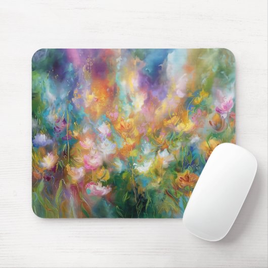 Abstrakte kosmische Blumeneruption in Pastellfarbe Mousepad (Mit Mouse)