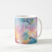 Abstrakte kosmische Blumenexplosion in Pastell Kaffeetasse (VorderseiteRechts)