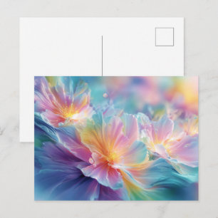 Abstrakte kosmische Blumenexplosion in Pastell Postkarte