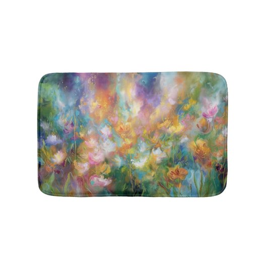Abstrakte kosmische Blumenexplosion in Pastellfarb Badematte (Vorderseite)