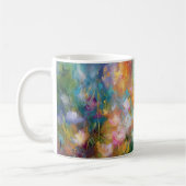 Abstrakte kosmische Blumenexplosion in Pastellfarb Kaffeetasse (Links)