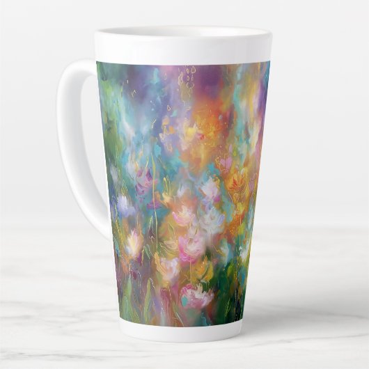 Abstrakte kosmische Blumenexplosion in Pastellfarb Milchtasse (Linke Ecke)