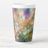 Abstrakte kosmische Blumenexplosion in Pastellfarb Milchtasse (Vorderseite)