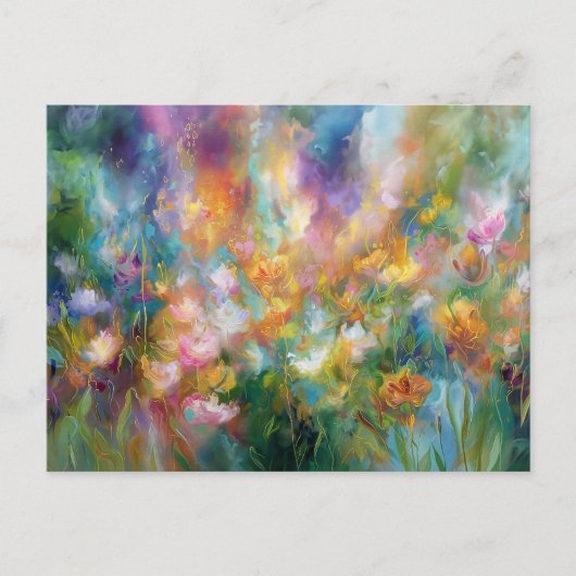 Abstrakte kosmische Blumenexplosion in Pastellfarb Postkarte (Vorderseite)