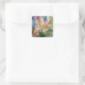 Abstrakte kosmische Blumenexplosion in Pastellfarb Quadratischer Aufkleber (Tasche)