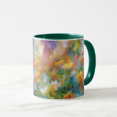 Abstrakte kosmische Blumenexplosion in Pastellfarb Tasse (VorderseiteRechts)
