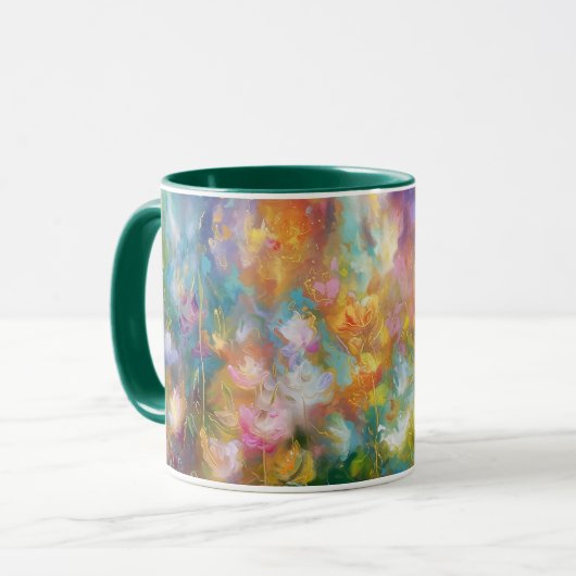 Abstrakte kosmische Blumenexplosion in Pastellfarb Tasse (Vorderseite Links)