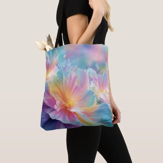 Abstrakte kosmische Blumexplosion in Pastell Tasche (Von Nahem)