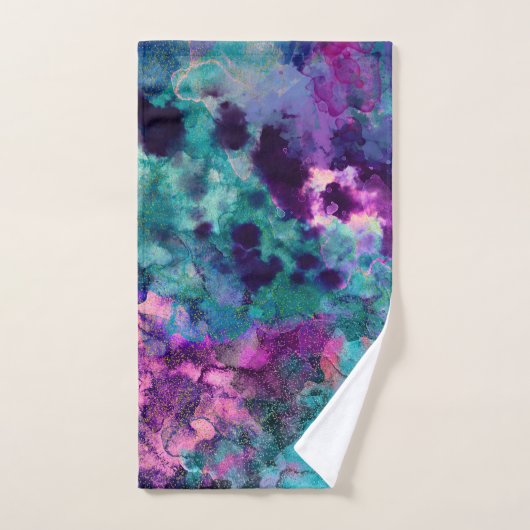 Abstrakte kosmische Farblackierung in Inky Badhandtuch Set (Handtuch)