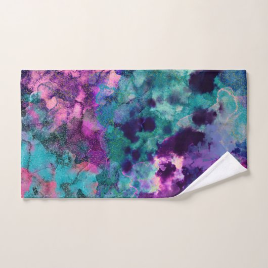 Abstrakte kosmische Farblackierung in Inky Badhandtuch Set (Handtuch)