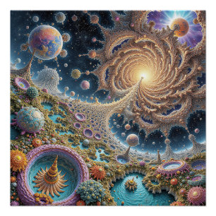 Abstrakte kosmische Harmonie mit Mandala-Energie Poster
