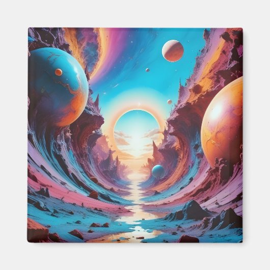 Abstrakte kosmische Horizont-Fantasie Hintergrundg Magnet (Vorne)
