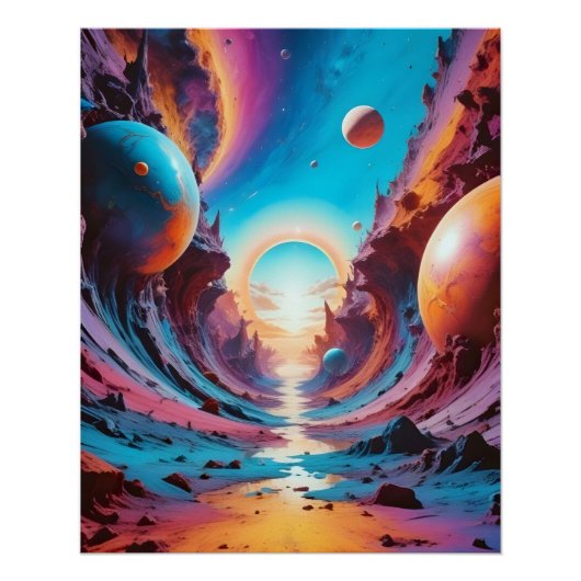 Abstrakte kosmische Horizont-Fantasie Hintergrundg Poster (Vorderseite)