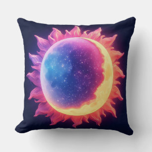 Abstrakte Kosmische Sonne-und-Mond-Illustration Kissen