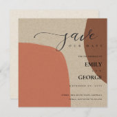 ABSTRAKTE KRAFT TERRACOTTA RED SAVE THE DATE CARD DANKESKARTE (Vorne/Hinten)