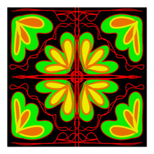 Abstrakte kraftvolle Energieblume Poster