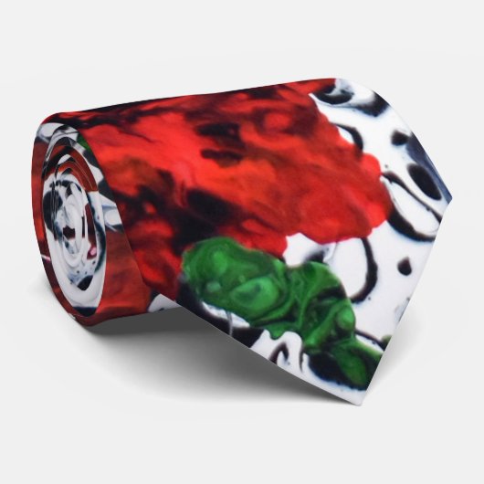 Abstrakte Krawatte der Blumen Männer Silber (Gerollt)