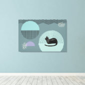 Abstrakte Kreise Cat Resting Canvas Print Leinwanddruck (Insitu (Holzboden))