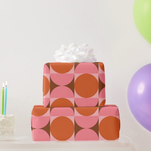 Abstrakte Kreise des mittleren Jahrhunderts rosa u Geschenkpapier (Partygeschenke)