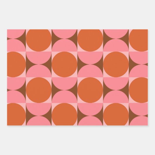 Abstrakte Kreise des mittleren Jahrhunderts rosa u Geschenkpapier Set (Vorderseite 3)