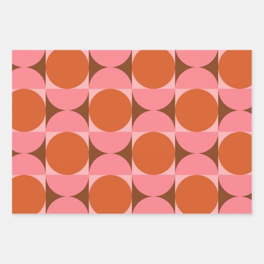 Abstrakte Kreise des mittleren Jahrhunderts rosa u Geschenkpapier Set (Vorderseite 2)