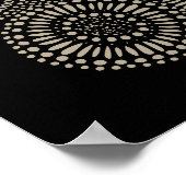 Abstrakte Kreise Dots Blume Schwarz auf Tan Print Poster (Ecke)