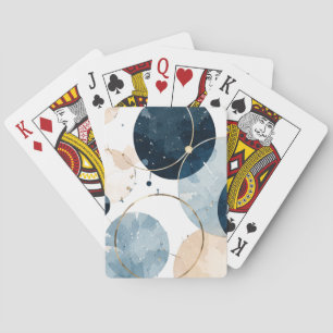 Abstrakte Kreise in Blau und Gold – Aquarell  Spielkarten