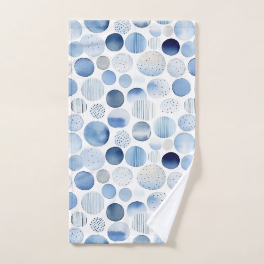 Abstrakte Kreise in Blau und Weiß Moderne Badhandtuch Set (Handtuch)