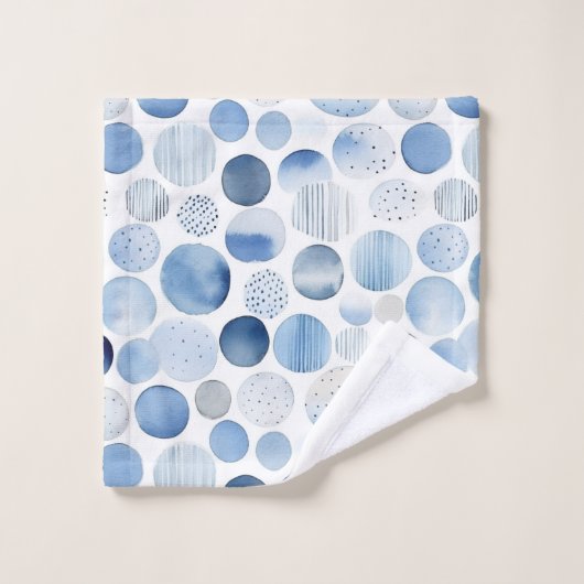 Abstrakte Kreise in Blau und Weiß Moderne Badhandtuch Set (Waschlappen)