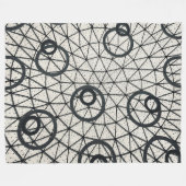Abstrakte Kreise in Schwarz und Weiß Fleecedecke (Vorderseite (Horizontal))