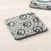 Abstrakte Kreise in Schwarz und Weiß Getränkeuntersetzer (Linke Seite)