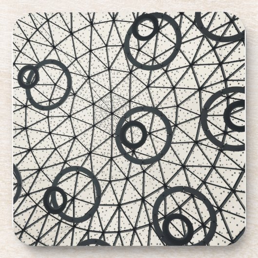 Abstrakte Kreise in Schwarz und Weiß Getränkeuntersetzer (Vorderseite)