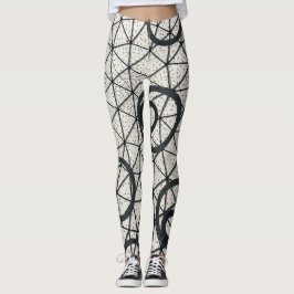 Abstrakte Kreise in Schwarz und Weiß Leggings