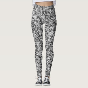 Abstrakte Kreise in Schwarz und Weiß Leggings