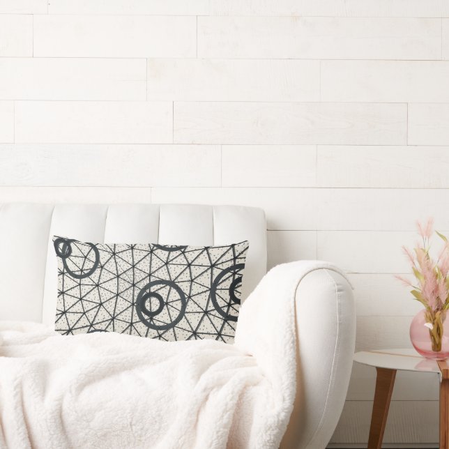 Abstrakte Kreise in Schwarz und Weiß Lendenkissen (Liege)