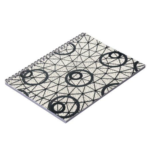 Abstrakte Kreise in Schwarz und Weiß Notizblock (Linke Seite)