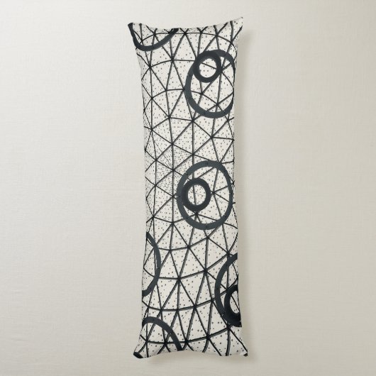 Abstrakte Kreise in Schwarz und Weiß Seitenschläferkissen (Rückseite (Vertikal))