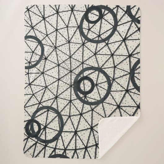 Abstrakte Kreise in Schwarz und Weiß Sherpadecke (Vorderseite)
